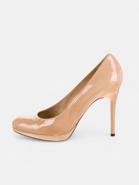 Stuart Weitzman Patent Leather Platform Pumps Neutral Beige 6 1/2